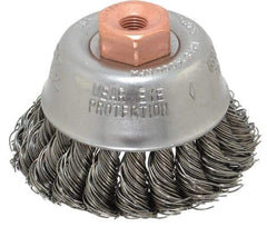 Osborn - 2-3/4" Diam, 3/8-24 Threaded Arbor, Steel Fill Cup Brush - 0.02 Wire Diam, 14,000 Max RPM - Top Tool & Supply