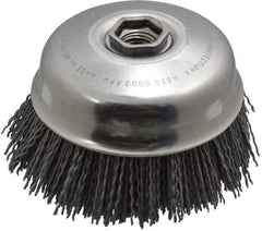 Osborn - 4" Diam, 5/8-11 Threaded Arbor Straight Wire Nylon Cup Brush - Medium Grade, 1-1/2" Trim Length, 6,000 Max RPM - Top Tool & Supply