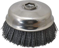 Osborn - 4" Diam, 5/8-11 Threaded Arbor Straight Wire Silicon Carbide Cup Brush - Fine Grade, 1-1/2" Trim Length, 6,000 Max RPM - Top Tool & Supply