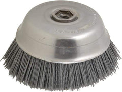 Osborn - 6" Diam, 5/8-11 Threaded Arbor Straight Wire Silicon Carbide Cup Brush - Fine Grade, 1-1/2" Trim Length, 6,000 Max RPM - Top Tool & Supply