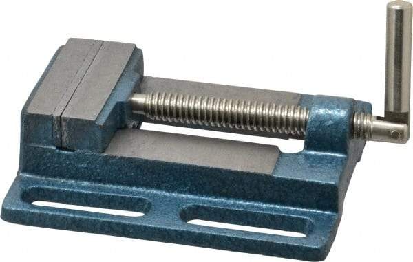 Interstate - 3-3/8" Jaw Opening Capacity x 3/4" Throat Depth, Horizontal Drill Press Vise - 3" Wide x 3/4" High Jaw, Stationary Base, Standard Speed, 7.28" OAL x 1.77" Overall Height, Cast Iron - Top Tool & Supply