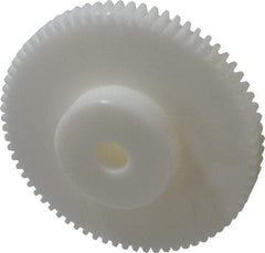 Poly Hi Solidur - 12 Pitch, 6" Pitch Diam, 6.166" OD, 72 Tooth Spur Gear - 3/4" Face Width, 3/4" Bore Diam, 2-3/4" Hub Diam, 14.5° Pressure Angle, Nylon - Top Tool & Supply