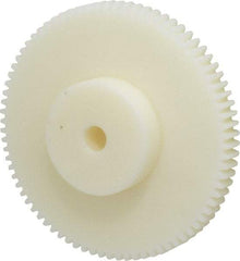 Poly Hi Solidur - 16 Pitch, 5" Pitch Diam, 5-1/8" OD, 80 Tooth Spur Gear - 1/2" Face Width, 1/2" Bore Diam, 2-1/4" Hub Diam, 14.5° Pressure Angle, Nylon - Top Tool & Supply