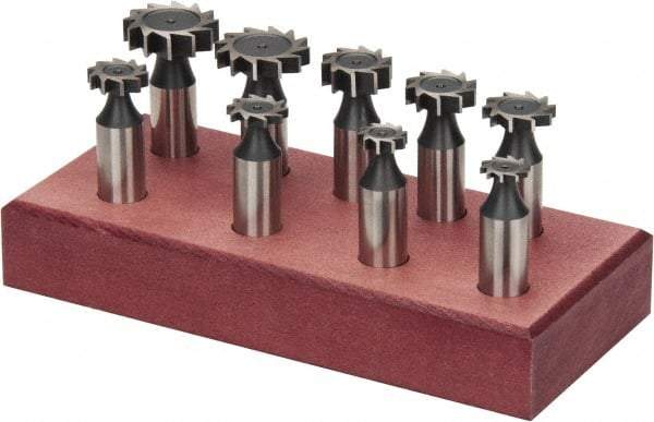 Value Collection - Straight Tooth Configuration, Woodruff and Keyseat Cutter Set - 204 to 808 ANSI, High Speed Steel, 9 Pieces - Top Tool & Supply