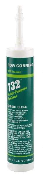 Dow Corning - 10.1 oz Cartridge White RTV Silicone Joint Sealant - -76 to 356°F Operating Temp, 20 min Tack Free Dry Time, 24 hr Full Cure Time, Series 732 - Top Tool & Supply