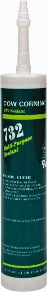 Dow Corning - 10.3 oz Cartridge Clear RTV Silicone Joint Sealant - -76 to 356°F Operating Temp, 20 min Tack Free Dry Time, 24 hr Full Cure Time, Series 732 - Top Tool & Supply