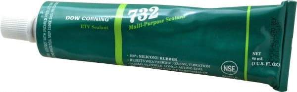 Dow Corning - 3 oz Tube Black RTV Silicone Joint Sealant - -76 to 356°F Operating Temp, 20 min Tack Free Dry Time, 24 hr Full Cure Time, Series 732 - Top Tool & Supply