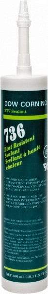 Dow Corning - 10.1 oz Cartridge Red RTV Silicone Joint Sealant - -85 to 500°F Operating Temp, 17 min Tack Free Dry Time, 24 hr Full Cure Time, Series 736 - Top Tool & Supply