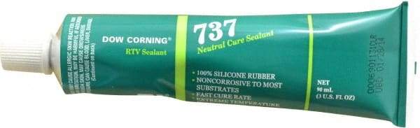 Dow Corning - 3 oz Cartridge Clear RTV Silicone Joint Sealant - -85 to 350°F Operating Temp, 14 min Tack Free Dry Time, 24 hr Full Cure Time, Series 737 - Top Tool & Supply