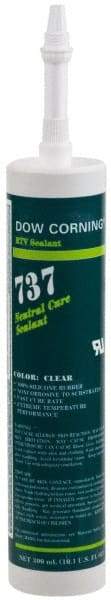 Dow Corning - 10.1 oz Cartridge Clear RTV Silicone Joint Sealant - -85 to 350°F Operating Temp, 14 min Tack Free Dry Time, 24 hr Full Cure Time, Series 737 - Top Tool & Supply