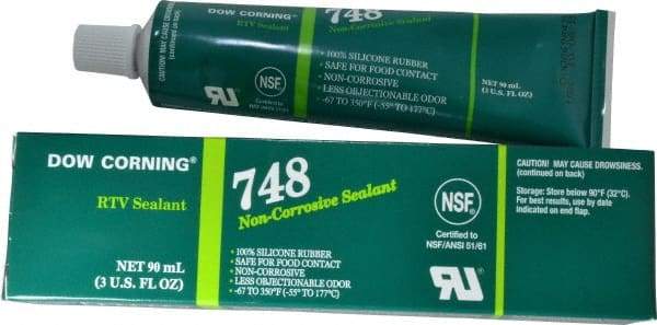 Dow Corning - 3 oz Tube Off-White RTV Silicone Joint Sealant - -67 to 350°F Operating Temp, 30 min Tack Free Dry Time, 36 hr Full Cure Time, Series 748 - Top Tool & Supply