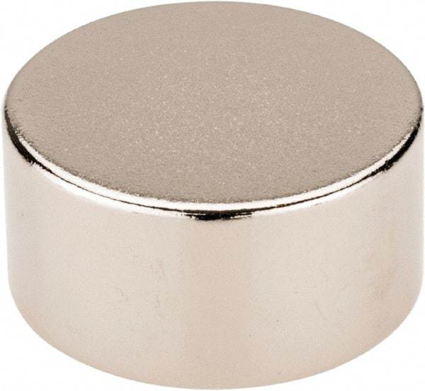 Mag-Mate - 3/4" Diam x 3/8" High Neodymium Rare Earth Magnet - 13.5 Lb Max Capacity, 200°F Max, Nickel Plated - Top Tool & Supply