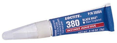 Loctite - 0.11 oz Tube Black Instant Adhesive - Series 380, 90 sec Fixture Time, 24 hr Full Cure Time, Bonds to Metal, Plastic & Rubber - Top Tool & Supply