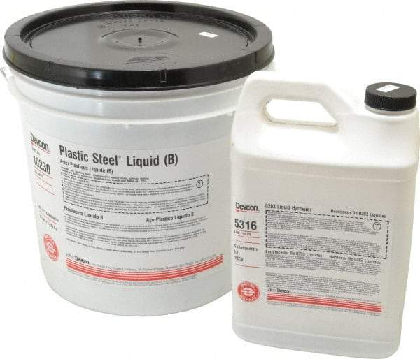 Devcon - 25 Lb Pail Two Part Epoxy - 45 min Working Time, Series Plastic Steel - Top Tool & Supply