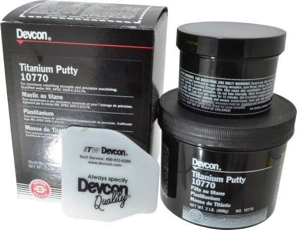 Devcon - 2 Lb Kit Gray Epoxy Resin Putty - 150°F (Wet), 350°F (Dry) Max Operating Temp, 16 hr Full Cure Time - Top Tool & Supply