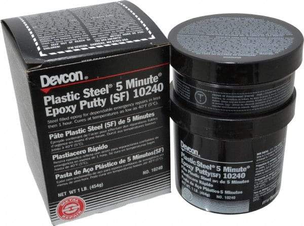 Devcon - 1 Lb Pail Two Part Epoxy - 5 min Working Time, 2,026 psi Shear Strength, Series Plastic Steel - Top Tool & Supply