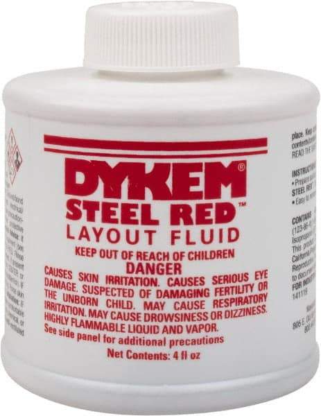 Dykem - Red Layout Fluid - 4 Ounce Brush Top Can - Top Tool & Supply