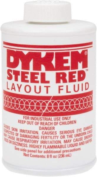 Dykem - Red Layout Fluid - 8 Ounce Brush Top Can - Top Tool & Supply