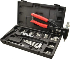 Value Collection - 63 Piece Aluminum Manual Rivet Nut Tool Kit - #6-32, 3/8-16" Thread - Top Tool & Supply