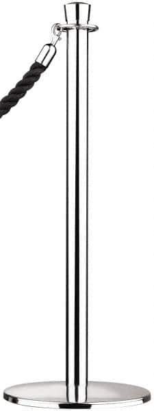 Tensator - 39" High, 2" Pole Diam, Standard Post - 11-1/2" Base Diam, Dome Satin Chrome (Color) Steel Post - Top Tool & Supply