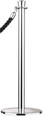 Tensator - 39" High, 2" Pole Diam, Standard Post - 11-1/2" Base Diam, Dome Satin Chrome (Color) Steel Post - Top Tool & Supply