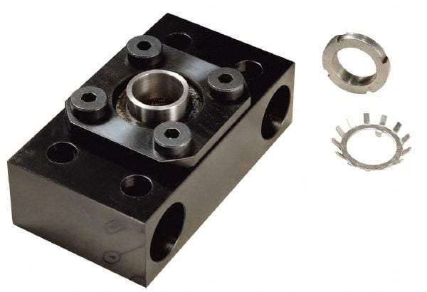 Nook Industries - 2" Flange OD x 0.28" Thickness Precision Acme Mounting Flange - For 3/8-4, 3/8-10 Bars, 4 Mounting Holes, Aluminum - Top Tool & Supply