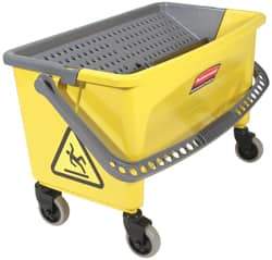 Rubbermaid - 40 Qt Plastic Bucket & Wringer - 14-1/2" Long x 16.1" High x 26.2" Wide, Yellow - Top Tool & Supply