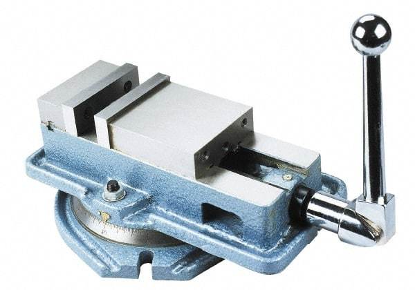 Interstate - 4" Jaw Width, 4" Jaw Opening Capacity, Horizontal Swivel Machine Vise - Manual Operation, 1 Station, 12-3/8" Long x 4.96" High x 1-1/4" Deep, 4-1/8" Jaw Height - Top Tool & Supply