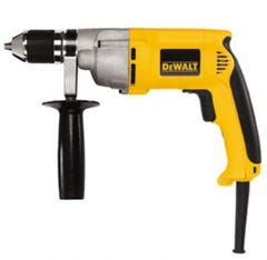 DeWALT - 1/2" Keyless Chuck, 0 to 600 RPM, Pistol Grip Handle Electric Drill - 7.8 Amps, 120 Volts, Reversible, Includes 360° Side Handle - Top Tool & Supply