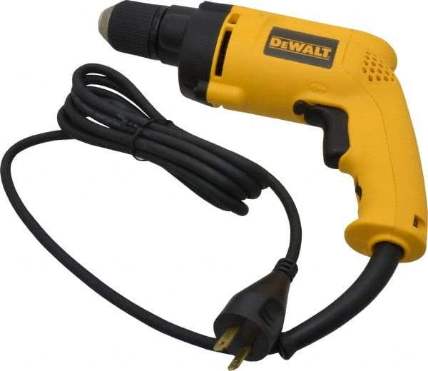 DeWALT - 3/8" Keyless Chuck, 1,200 RPM, Pistol Grip Handle Electric Drill - 6.7 Amps, 120 Volts, Reversible - Top Tool & Supply