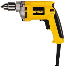 DeWALT - 1/4" Keyed Chuck, 4,000 RPM, Pistol Grip Handle Electric Drill - 6.7 Amps, 110 Volts, Reversible, Includes Chuck Key with Holder - Top Tool & Supply