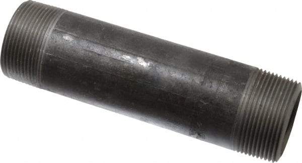 Made in USA - Schedule 80, 1-1/2" Diam x 6-1/2" Long Black Pipe Nipple - Threaded - Top Tool & Supply