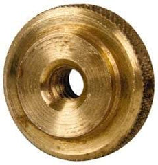 Gibraltar - #10-24 UNC Thread, Uncoated, Brass Round Knurled Check Nut - 1/4" Overall Height, 3/4" Diam x 3/16" Head Height, 1/2" Base Diam - Top Tool & Supply