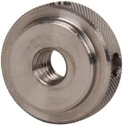 Gibraltar - 5/16-18" UNC Thread, Uncoated, Stainless Steel Round Knurled Check Nut - 3/8" Overall Height, 1" Head Diam, 3/4" Diam x 3/32" Base Height - Top Tool & Supply