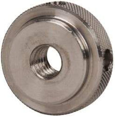 Gibraltar - 5/16-18" UNC Thread, Uncoated, Stainless Steel Round Knurled Check Nut - 3/8" Overall Height, 1" Head Diam, 3/4" Diam x 3/32" Base Height - Top Tool & Supply