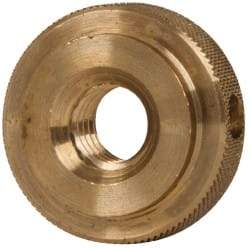 Gibraltar - 3/8-16" UNC Thread, Uncoated, Brass Round Knurled Check Nut - 3/8" Overall Height, 1" Head Diam, 3/4" Diam x 3/32" Base Height - Top Tool & Supply