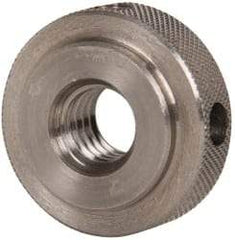 Gibraltar - 3/8-16" UNC Thread, Uncoated, Stainless Steel Round Knurled Check Nut - 3/8" Overall Height, 1" Head Diam, 3/4" Diam x 3/32" Base Height - Top Tool & Supply