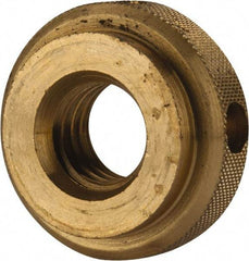 Gibraltar - 1/2-13" UNC Thread, Uncoated, Brass Round Knurled Check Nut - 7/16" Overall Height, 1-1/8" Diam x 5/16" Head Height, 7/8" Diam x 1/8" Base Height - Top Tool & Supply