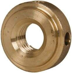 Gibraltar - 5/8-11" UNC Thread, Uncoated, Brass Round Knurled Check Nut - 1/2" Overall Height, 1-3/8" Diam x 3/8" Head Height, 1-1/8" Diam x 1/8" Base Height - Top Tool & Supply