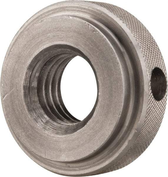 Gibraltar - 5/8-11" UNC Thread, Uncoated, Stainless Steel Round Knurled Check Nut - 1/2" Overall Height, 1-3/8" Diam x 3/8" Head Height, 1-1/8" Diam x 1/8" Base Height - Top Tool & Supply