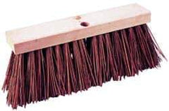 PRO-SOURCE - 14" Rough Surface Palmyra Push Broom - 6-1/4" Bristle Length, Wood Block, Tapered Handle Connection, Handle Sold Separately - Top Tool & Supply