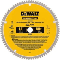 DeWALT - 12" Diam, 1" Arbor Hole Diam, 80 Tooth Wet & Dry Cut Saw Blade - Carbide-Tipped, General Purpose Action, Standard Round Arbor - Top Tool & Supply