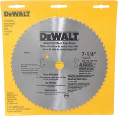 DeWALT - 7-1/4" Diam, 5/8" Arbor Hole Diam, 68 Tooth Wet & Dry Cut Saw Blade - Steel, Smooth Action, Standard Round Arbor - Top Tool & Supply