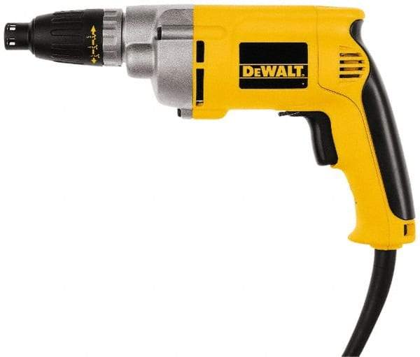 DeWALT - Pistol Grip Handle, 2,500 RPM, 132 In/Lb Torque, Electric Screwdriver - 1/4" Bit Holder, 110 Volts, 6.5 Amps - Top Tool & Supply