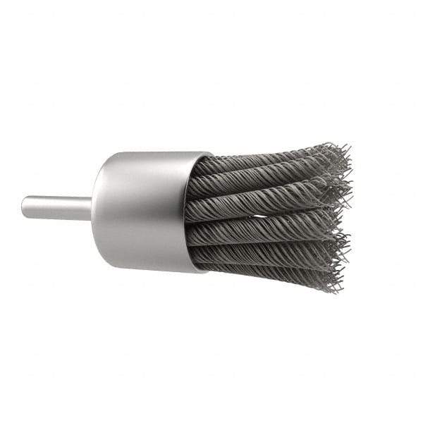 Anderson - 1-1/8" Brush Diam, Knotted, End Brush - 1/4" Diam Shank, 22,000 Max RPM - Top Tool & Supply
