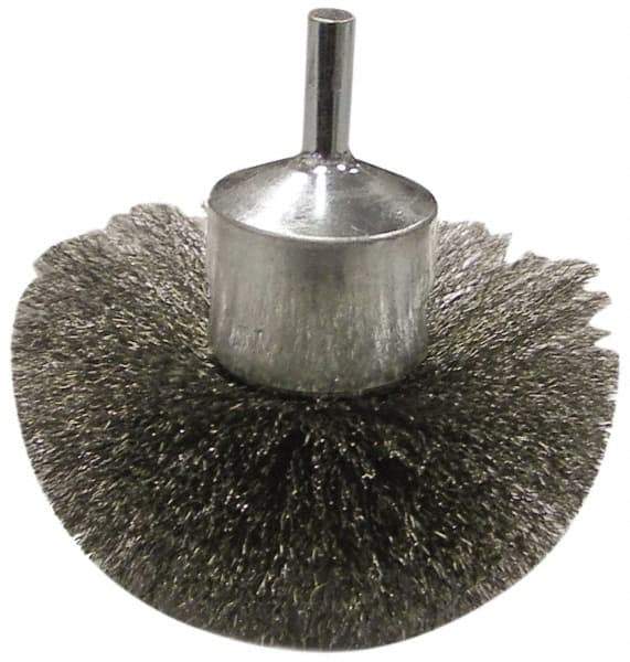 Anderson - 3" Brush Diam, Crimped, Flared End Brush - 1/4" Diam Shank, 16,000 Max RPM - Top Tool & Supply