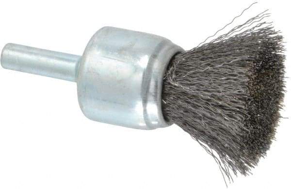 Anderson - 3/4" Brush Diam, Crimped, End Brush - 1/4" Diam Shank, 22,000 Max RPM - Top Tool & Supply