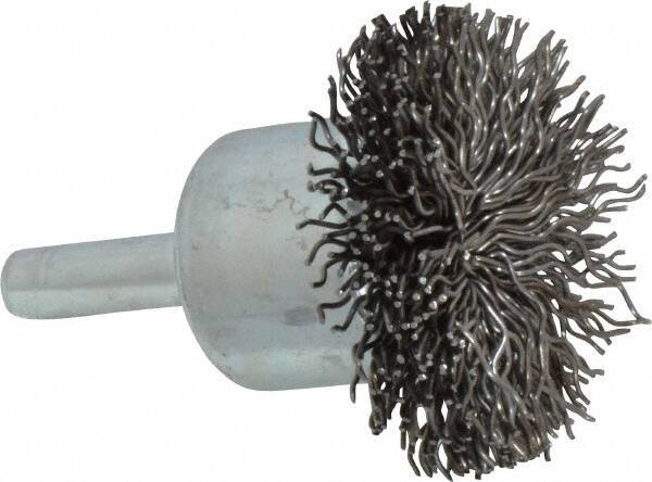 Anderson - 1-1/2" Brush Diam, Crimped, Flared End Brush - 1/4" Diam Shank, 20,000 Max RPM - Top Tool & Supply