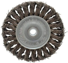 Anderson - 4" OD, 1/2" Arbor Hole, Knotted Steel Wheel Brush - 1/2" Face Width, 1" Trim Length, 0.02" Filament Diam, 20,000 RPM - Top Tool & Supply