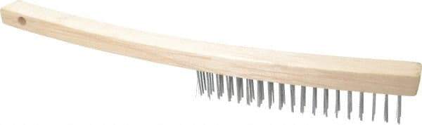 Value Collection - 3 Rows x 19 Columns Bent Handle Scratch Brush - 14" OAL, 1-1/8" Trim Length, Wood Curved Handle - Top Tool & Supply